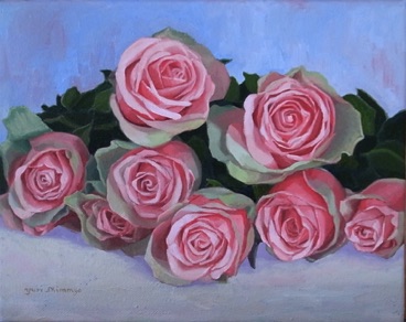 Bunch of roses - Oil on canvas 20.5cmx25.5cm